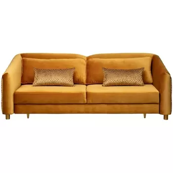 Диван Garda Decor TREVI-230M-3К-Velv ORANG+Lattice ORANG (Золотой)