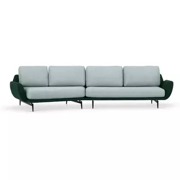 Диван Ispani угловой левый ОГОГО (арт.799381), (Ткань,Экокожа/Серый,Зеленый) ОГОГО Обстановочка!