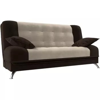 Диван Книжка Анна (основа микровельвет бежевый, компаньон микровельвет коричневый) Лига Диванов 28063