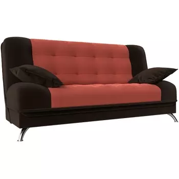 Диван Книжка Анна (основа микровельвет коралловый, компаньон микровельвет коричневый) Лига Диванов 110683