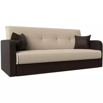 Диван книжка Надежда (основа экокожа бежевая, компаньон экокожа коричневая) Лига Диванов 111112