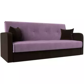 Диван книжка Надежда (основа микровельвет сиреневый, компаньон микровельвет коричневый) Лига Диванов 111091