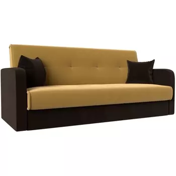 Диван книжка Надежда (основа микровельвет желтый, компаньон микровельвет коричневый) Лига Диванов 111087