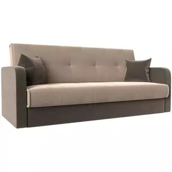 Диван книжка Надежда (основа велюр бежевый, компаньон велюр коричневый) Лига Диванов 111067