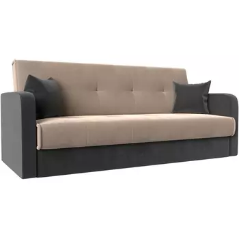 Диван книжка Надежда (основа велюр бежевый, компаньон велюр серый) Лига Диванов 111079