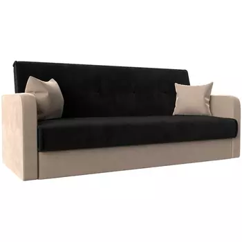 Диван книжка Надежда (основа велюр черный, компаньон велюр бежевый) Лига Диванов 111074