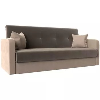 Диван книжка Надежда (основа велюр коричневый, компаньон велюр бежевый) Лига Диванов 111072