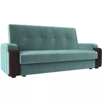 Диван-книжка Николь лайт (Велюр Бирюзовый, вставка экокожа коричневая) Лига Диванов 112758