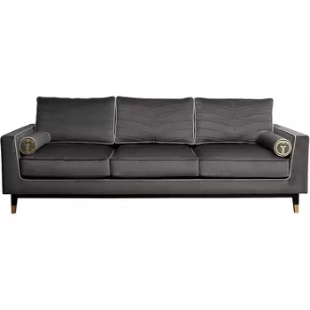 Диван Madrid Memory с кантом трехм. без мех.,велюр серый Colt1003+Colt030 Garda Decor арт.MADRID-Memory-Colt1003+Colt030