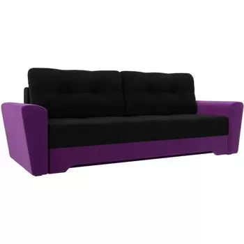 Диван прямой Амстердам (основа микровельвет черный, компаньон микровельвет фиолетовый) Лига Диванов 100037
