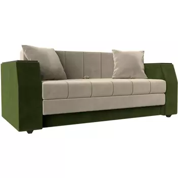 Диван прямой Атлант мини (основа микровельвет бежевый, компаньон микровельвет зеленый) Лига Диванов 107023