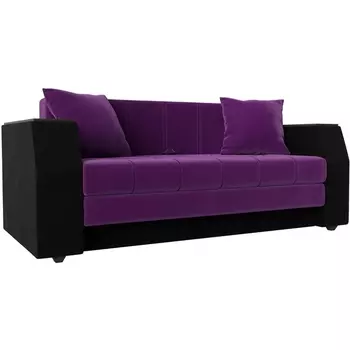 Диван прямой Атлант мини (основа микровельвет фиолетовый, компаньон микровельвет черный) Лига Диванов 28453