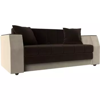 Диван прямой Атлант мини (основа микровельвет коричневый, компаньон микровельвет бежевый) Лига Диванов 107022