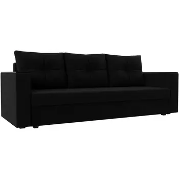 Диван прямой Атланта лайт без стола (микровельвет черный) Лига Диванов 112651