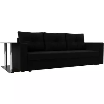 Диван прямой Атланта лайт со столом левый (микровельвет черный) Лига Диванов 112486