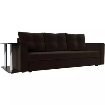 Диван прямой Атланта лайт со столом левый (микровельвет коричневый) Лига Диванов 112483