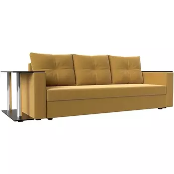 Диван прямой Атланта лайт со столом левый (микровельвет желтый) Лига Диванов 112480