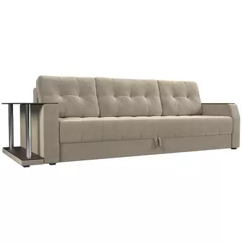 Диван прямой Атлантида левый (микровельвет бежевый) Лига Диванов 102220