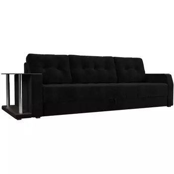 Диван прямой Атлантида левый (велюр черный) Лига Диванов 102231