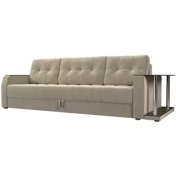 Диван прямой Атлантида стол справа (Микровельвет бежевый) Лига Диванов 102220R