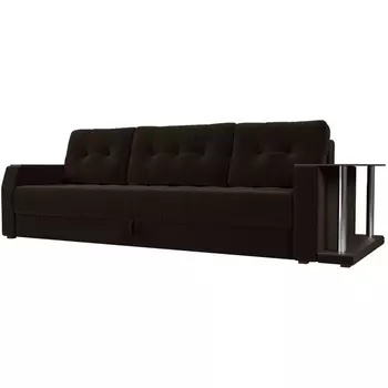 Диван прямой Атлантида стол справа (Микровельвет коричневый) Лига Диванов 102222R