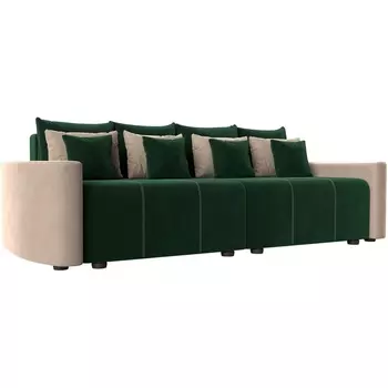 Диван прямой Бристоль (основа велюр зеленый, компаньон велюр бежевый, подушки велюр ЗЕЛ/беж/зел) Лига Диванов 107168