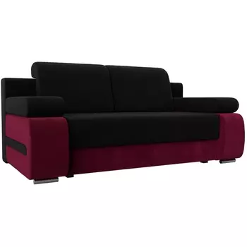 Диван прямой Денвер (основа микровельвет черный, компаньон микровельвет бордовый) Лига Диванов 115541