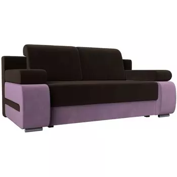 Диван прямой Денвер (основа микровельвет коричневый, компаньон микровельвет сиреневый) Лига Диванов 115539