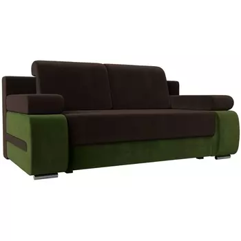 Диван прямой Денвер (основа микровельвет коричневый, компаньон микровельвет зеленый) Лига Диванов 115538