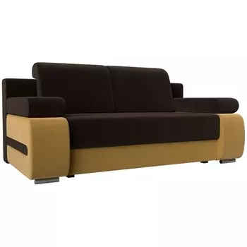 Диван прямой Денвер (основа микровельвет коричневый, компаньон микровельвет желтый) Лига Диванов 105871