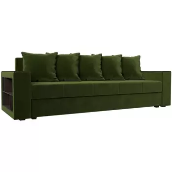 Диван прямой Дубай лайт полки слева (микровельвет зеленый) Лига Диванов 114347L