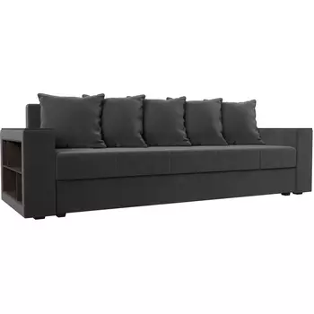 Диван прямой Дубай лайт полки слева (велюр серый) Лига Диванов 114369L