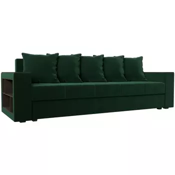 Диван прямой Дубай лайт полки слева (велюр зеленый) Лига Диванов 114367L