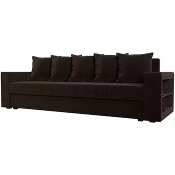 Диван прямой Дубай лайт полки справа (микровельвет коричневый) Лига Диванов 114347