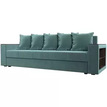 Диван прямой Дубай лайт полки справа (Велюр бирюзовый) Лига Диванов 114367