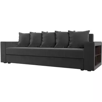 Диван прямой Дубай лайт полки справа (велюр серый) Лига Диванов 114370