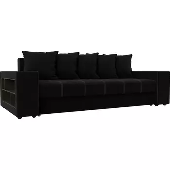 Диван прямой Дубай левый (микровельвет черный) Лига Диванов 110550