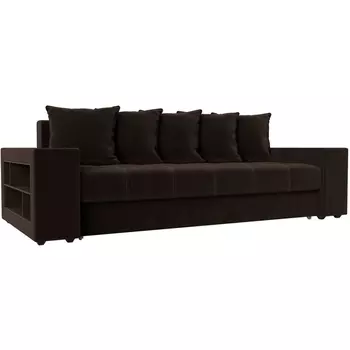 Диван прямой Дубай левый (микровельвет коричневый) Лига Диванов 110543