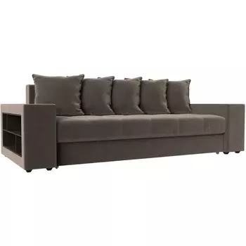 Диван прямой Дубай левый (велюр коричневый) Лига Диванов 110562