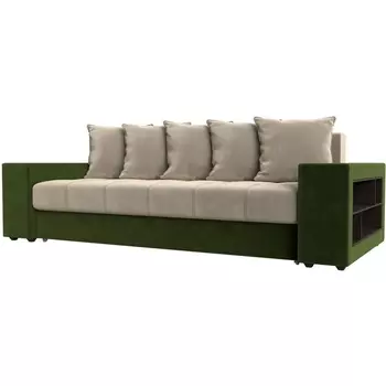 Диван прямой Дубай полки справа (Микровельвет бежевый) Лига Диванов 110552R