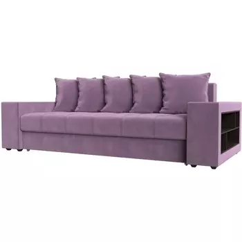 Диван прямой Дубай полки справа (Микровельвет фиолетовый) Лига Диванов 110547R