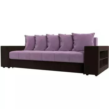 Диван прямой Дубай полки справа (Микровельвет фиолетовый) Лига Диванов 110557R