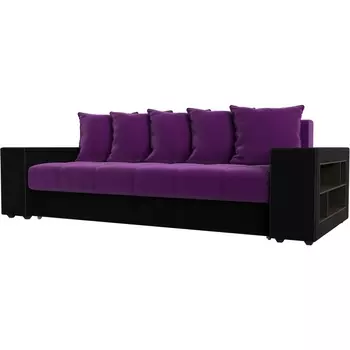 Диван прямой Дубай полки справа (Микровельвет фиолетовый) Лига Диванов 110558R