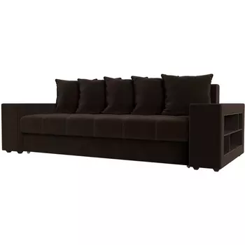 Диван прямой Дубай полки справа (Микровельвет коричневый) Лига Диванов 110543R