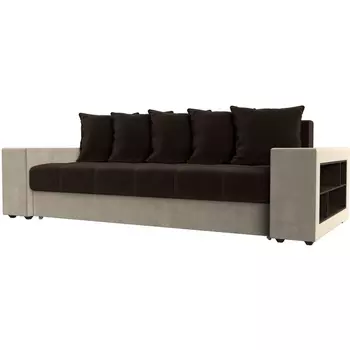 Диван прямой Дубай полки справа (Микровельвет коричневый) Лига Диванов 110553R