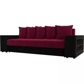 Диван прямой Дубай полки справа (Микровельвет красный) Лига Диванов 110559R