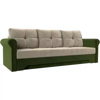 Диван прямой Европа (основа микровельвет бежевый, компаньон микровельвет зеленый) Лига Диванов 101175