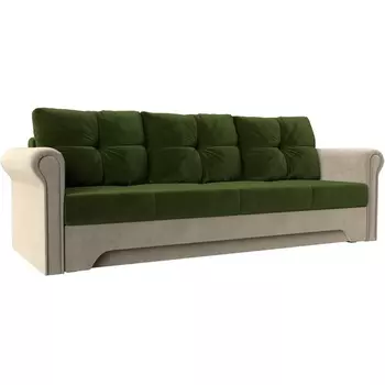 Диван прямой Европа (основа микровельвет зеленый, компаньон микровельвет бежевый) Лига Диванов 28316