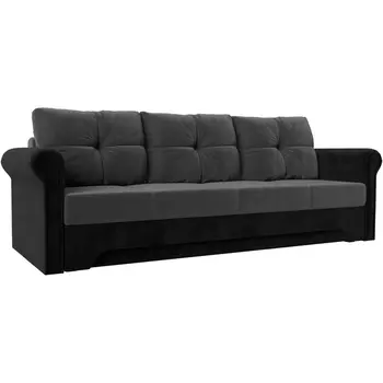 Диван прямой Европа (основа велюр серый, компаньон велюр черный) Лига Диванов 110350