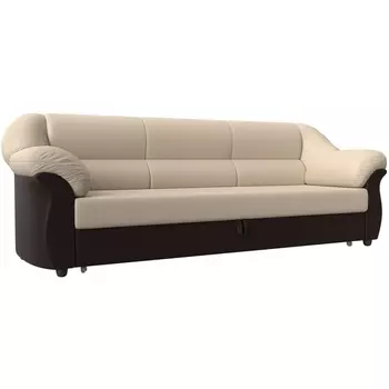 Диван прямой Карнелла (основа экокожа бежевая, компаньон экокожа коричневая) Лига Диванов 29495